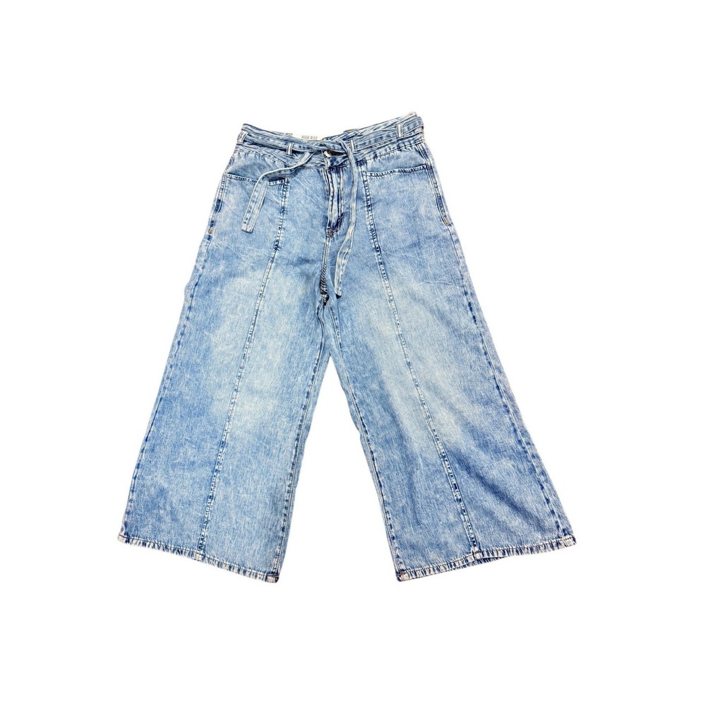 Kensie The Kaya Jeans Womens 10/30 High Rise Wide Leg Ankle Light Wash NWT
